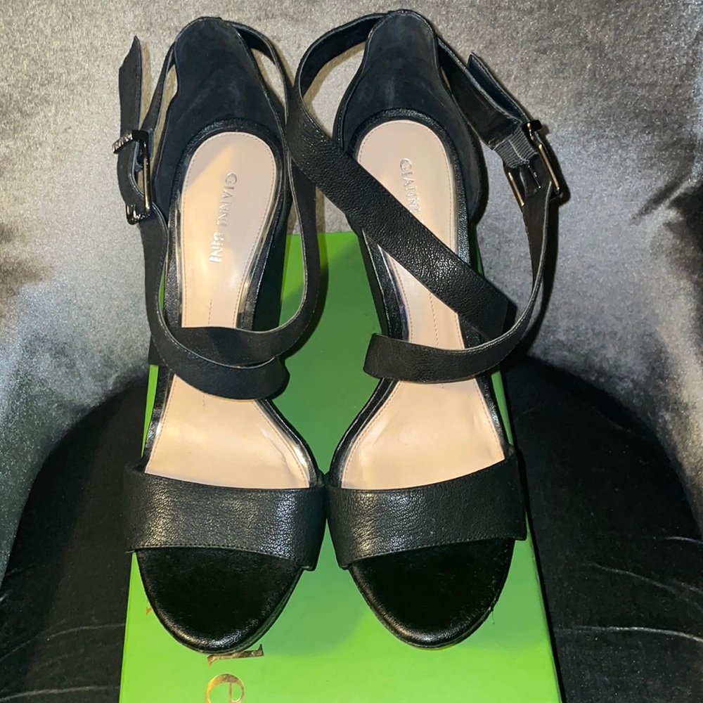 Gianni Platform Bini Black Sandal Wedges 11